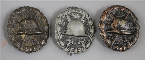 Three Imperial German wound badges